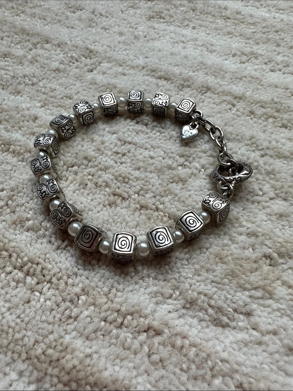 Brighton Essex Bead Bracelet Silver Plated Spiral Cube Bracelet - 2307